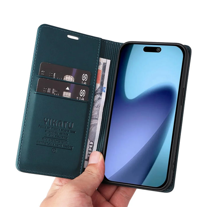 YIKATU For iPhone Air Phone Cases  Magnetic Closure PU Leather Mobile Cover - Green - 4
