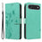 For iPhone Air PU Leather Cases Flower Pattern Wallet Stand Phone Cover with Strap - Green - 1