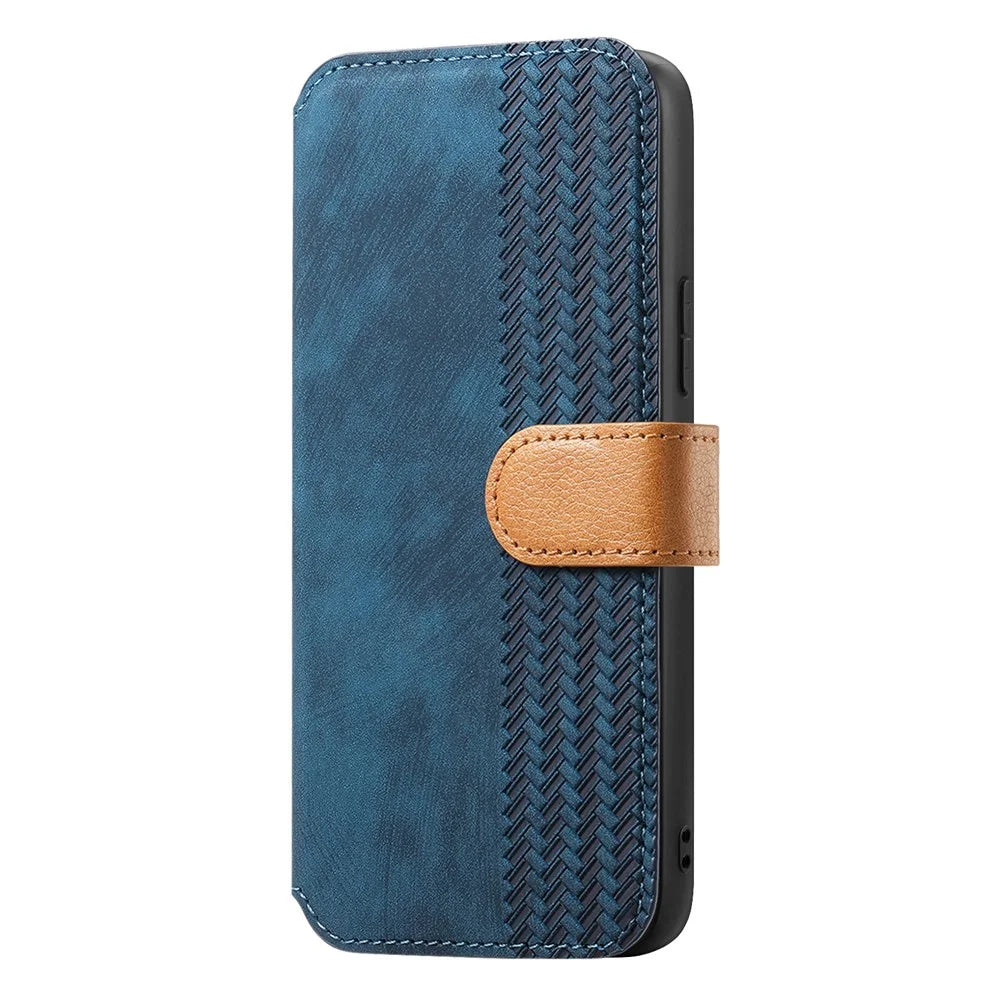 For Realme 14 5G Case Wallet Retro Leather Phone Cover with Wristband Kickstand - Blue - 3