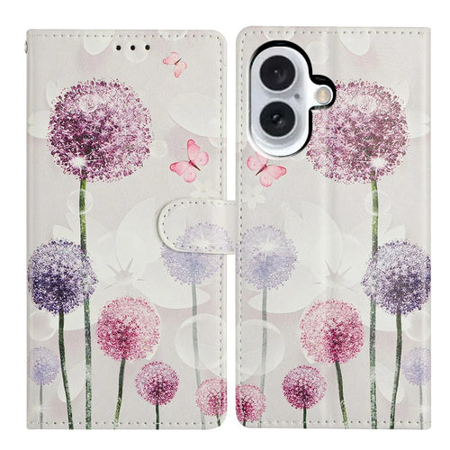 For iPhone 17 Case Pattern Printing Wallet Stand Flip Leather Phone Cover with Strap - Dandelion - 1