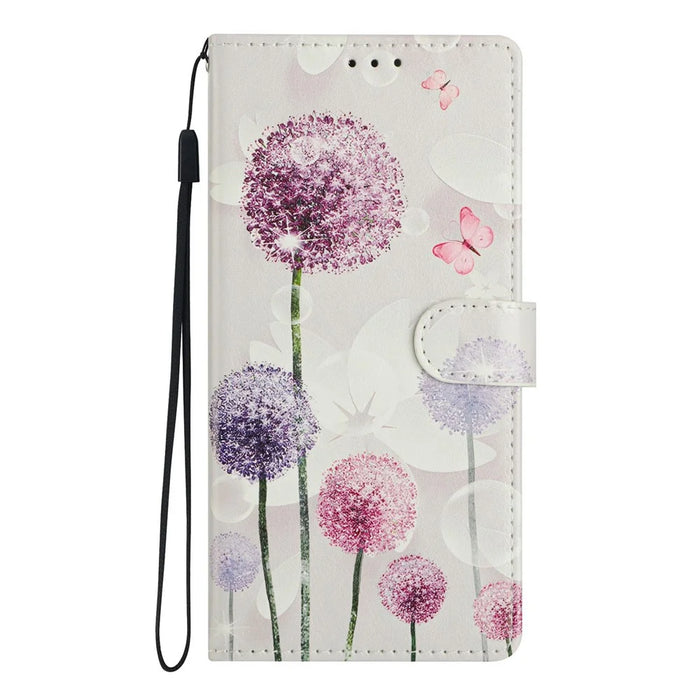 For iPhone 18 Pro / 17 Pro Case Pattern Printing Wallet Stand Flip Leather Phone Cover with Strap - Dandelion - 7