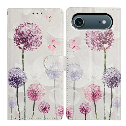 For iPhone Air Case Pattern Printing Wallet Stand Flip Leather Phone Cover with Strap - Dandelion - 1