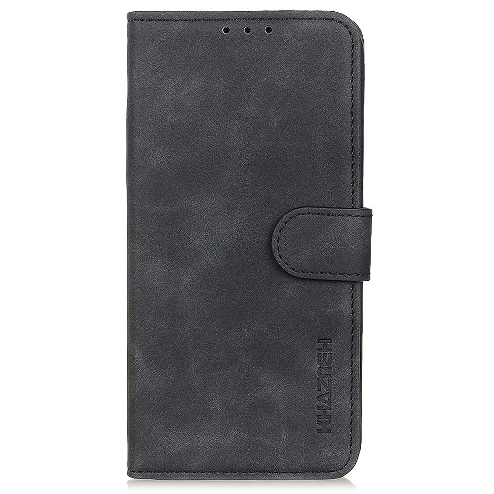 KHAZNEH For Samsung Galaxy S23 Ultra Retro Texture PU Leather Phone Cover Drop-proof Protective Wallet Stand Case - Black - 6