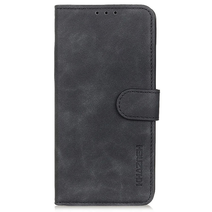 KHAZNEH For Samsung Galaxy S23 Ultra Retro Texture PU Leather Phone Cover Drop-proof Protective Wallet Stand Case - Black - 6