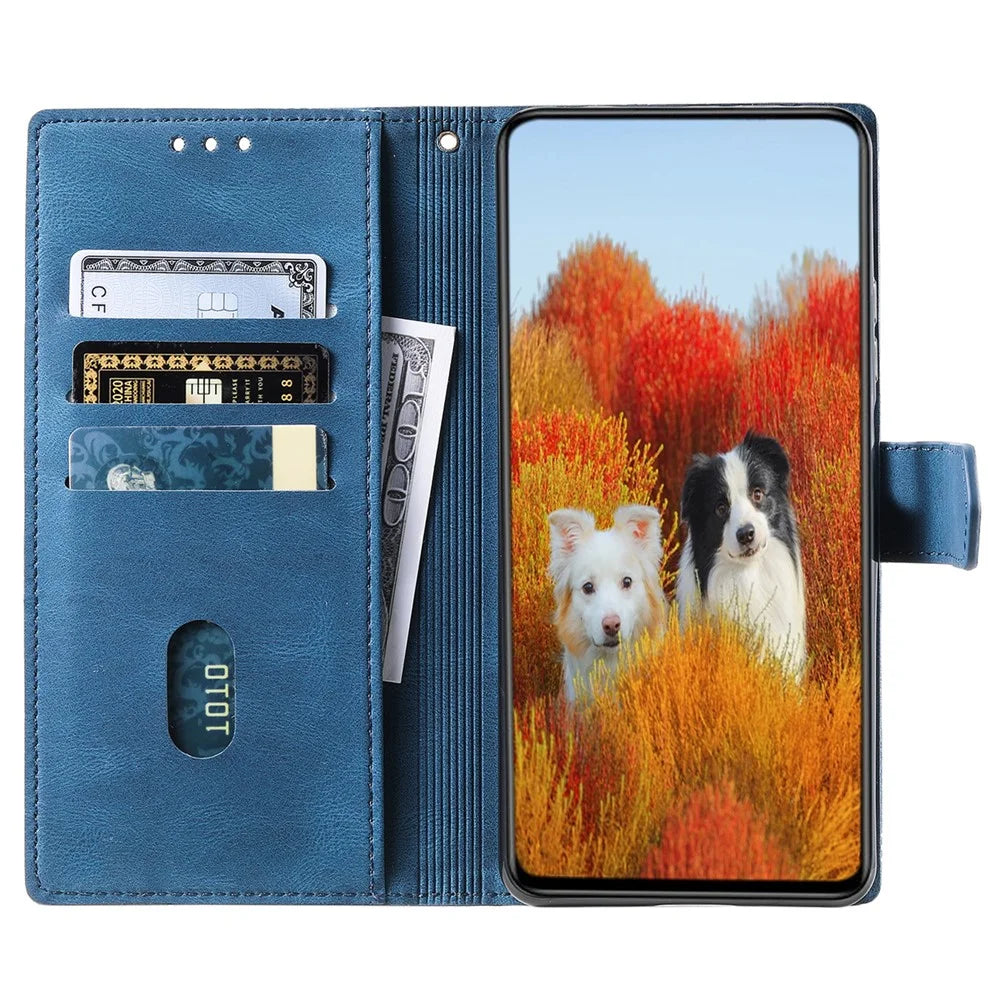 TTUDRCH Style 004 For Samsung Galaxy A18 5G / A18 4G / A17 5G / A17 4G / A26 5G Leather Case RFID Blocking Wallet Stand Phone Cover with Strap - Blue - 2