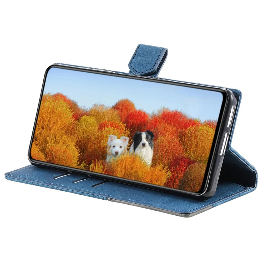 TTUDRCH Style 004 For Samsung Galaxy A18 5G / A18 4G / A17 5G / A17 4G / A26 5G Leather Case RFID Blocking Wallet Stand Phone Cover with Strap - Blue - 3