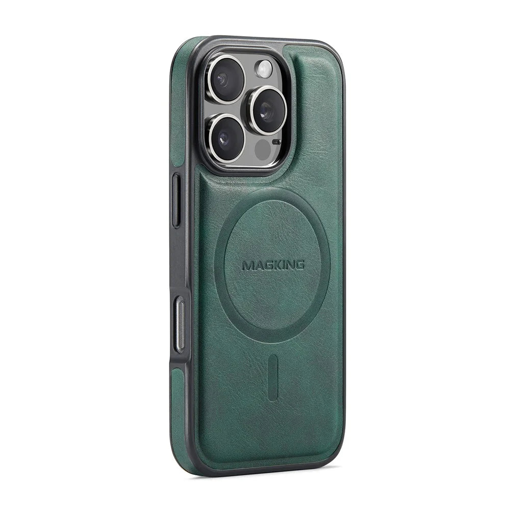 MAGKING K3 Series For iPhone 16 Pro Max Case Compatible with MagSafe Wallet PC + TPU + PU Phone Cover - Green - 4