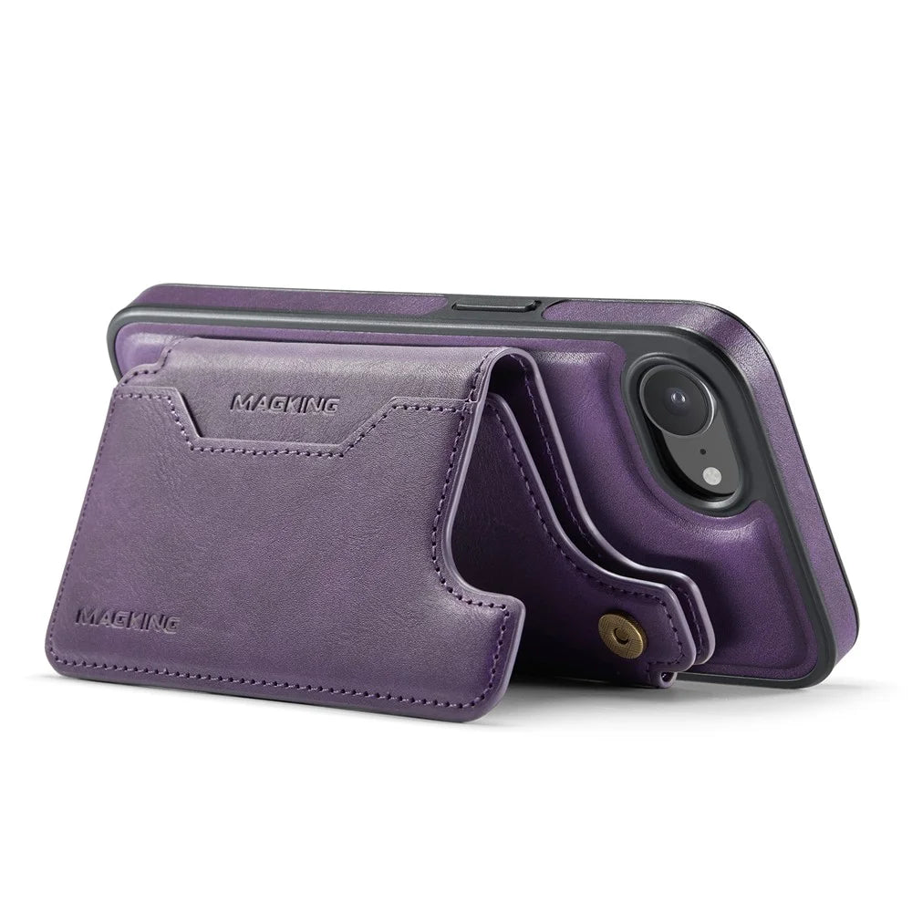 MAGKING K3 Series For iPhone 17e / 16e Case Compatible with MagSafe Wallet PC + TPU + PU Phone Cover - Purple - 3