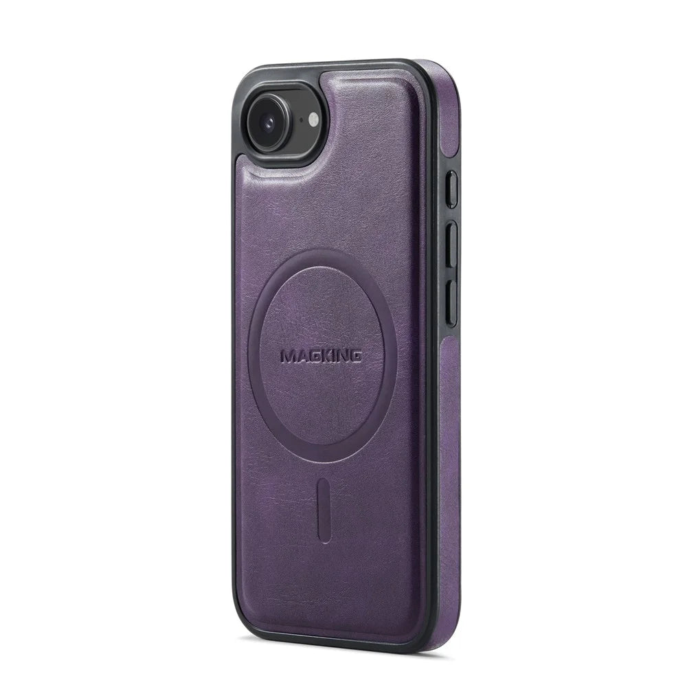 MAGKING K3 Series For iPhone 17e / 16e Case Compatible with MagSafe Wallet PC + TPU + PU Phone Cover - Purple - 4