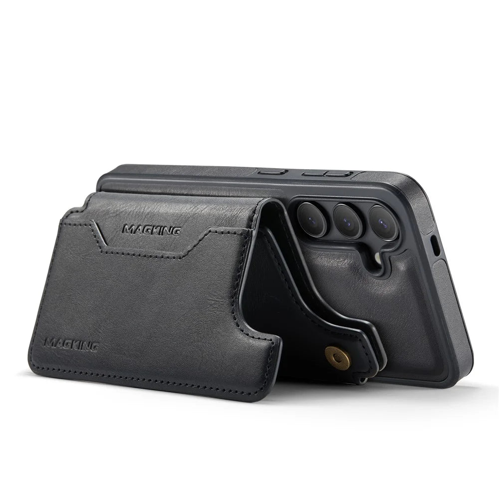 MAGKING K3 Series For Samsung Galaxy S25 Magnetic Case Wallet PC + TPU + PU Phone Cover - Black - 3