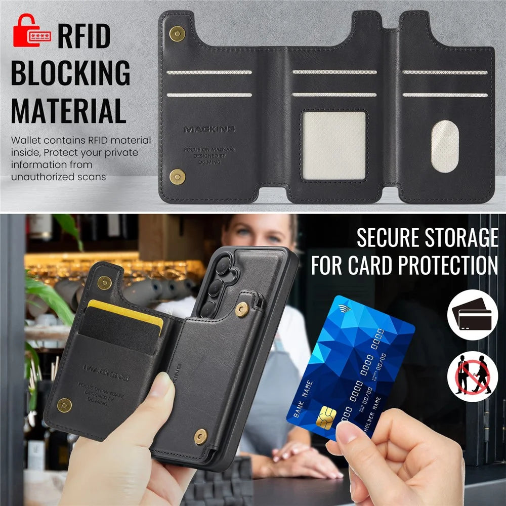 MAGKING K3 Series For Samsung Galaxy S25 Magnetic Case Wallet PC + TPU + PU Phone Cover - Black - 7