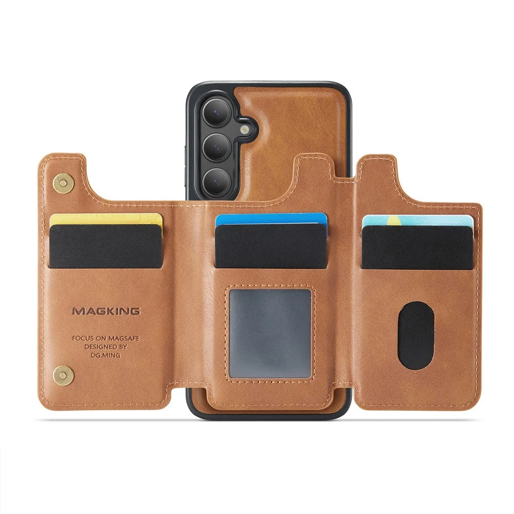 MAGKING K3 Series For Samsung Galaxy S25+ Magnetic Case Wallet PC + TPU + PU Phone Cover - Brown - 2