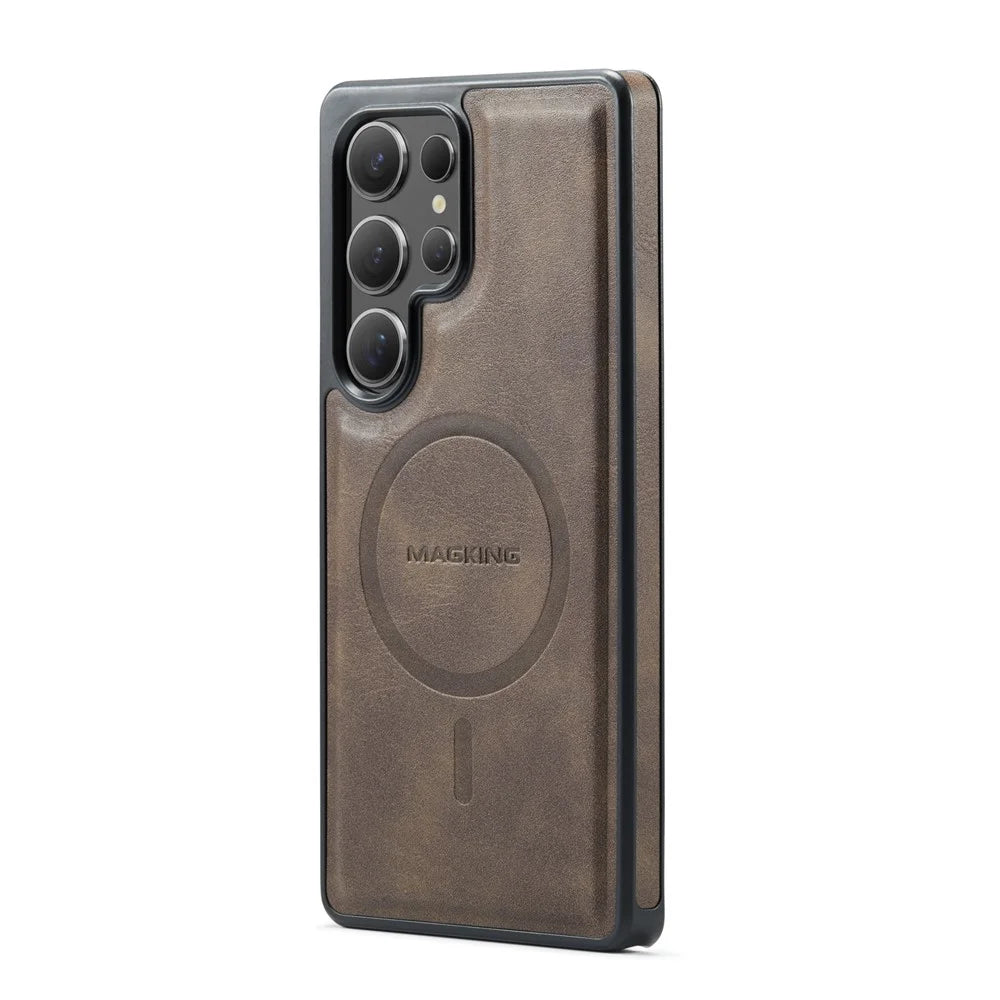 MAGKING K3 Series For Samsung Galaxy S25 Ultra Magnetic Case Wallet PC + TPU + PU Phone Cover - Coffee - 4