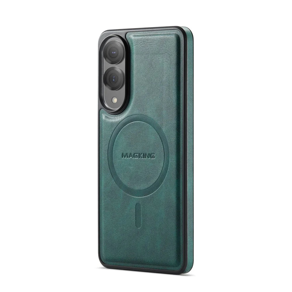 MAGKING K3 Series For Samsung Galaxy S25 Edge Magnetic Case Wallet PC + TPU + PU Phone Cover - Green - 4