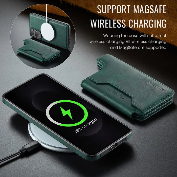 MAGKING K3 Series For Samsung Galaxy S25 Edge Magnetic Case Wallet PC + TPU + PU Phone Cover - Green - 5