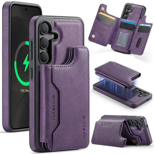 MAGKING K3 Series For Samsung Galaxy S24 Magnetic Case Wallet PC + TPU + PU Phone Cover - Purple - 1