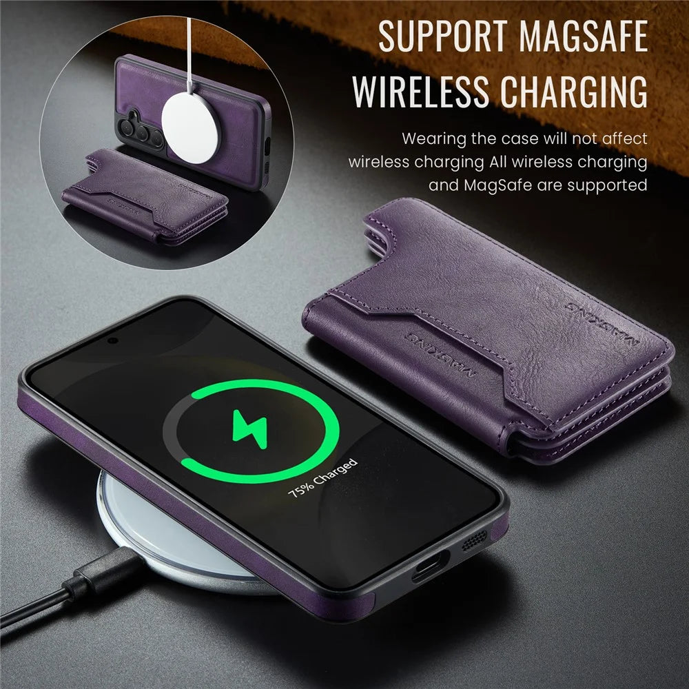 MAGKING K3 Series For Samsung Galaxy S24 Magnetic Case Wallet PC + TPU + PU Phone Cover - Purple - 5
