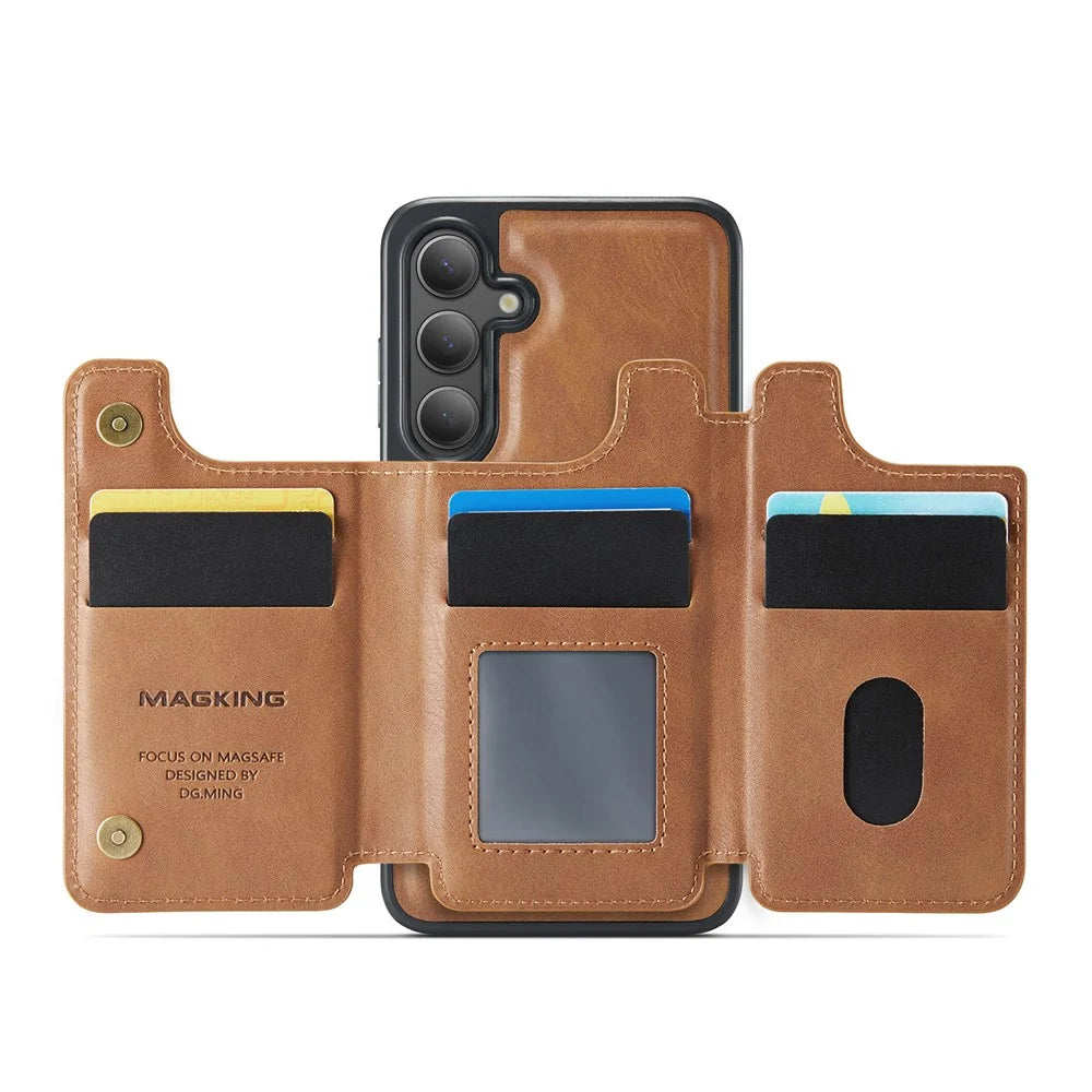 MAGKING K3 Series For Samsung Galaxy S24+ Magnetic Case Wallet PC + TPU + PU Phone Cover - Brown - 2