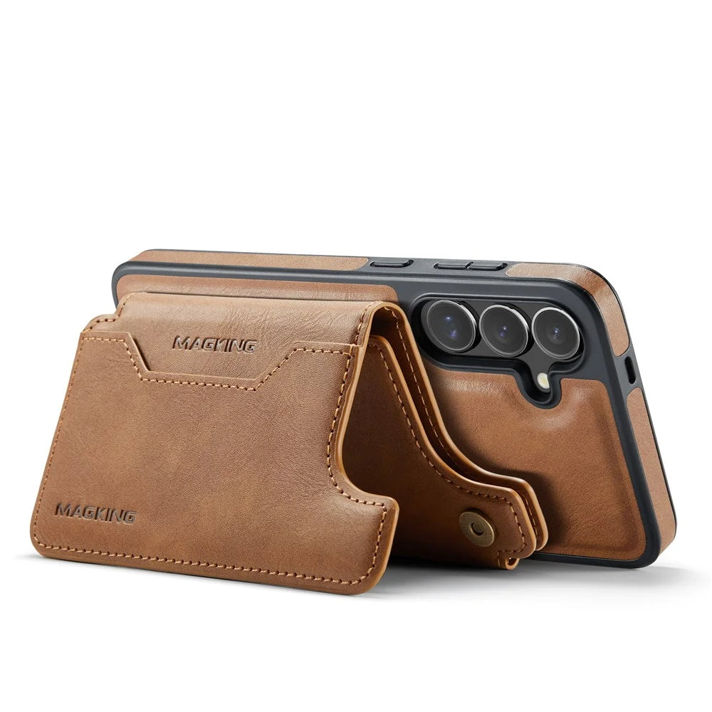 MAGKING K3 Series For Samsung Galaxy S24+ Magnetic Case Wallet PC + TPU + PU Phone Cover - Brown - 3