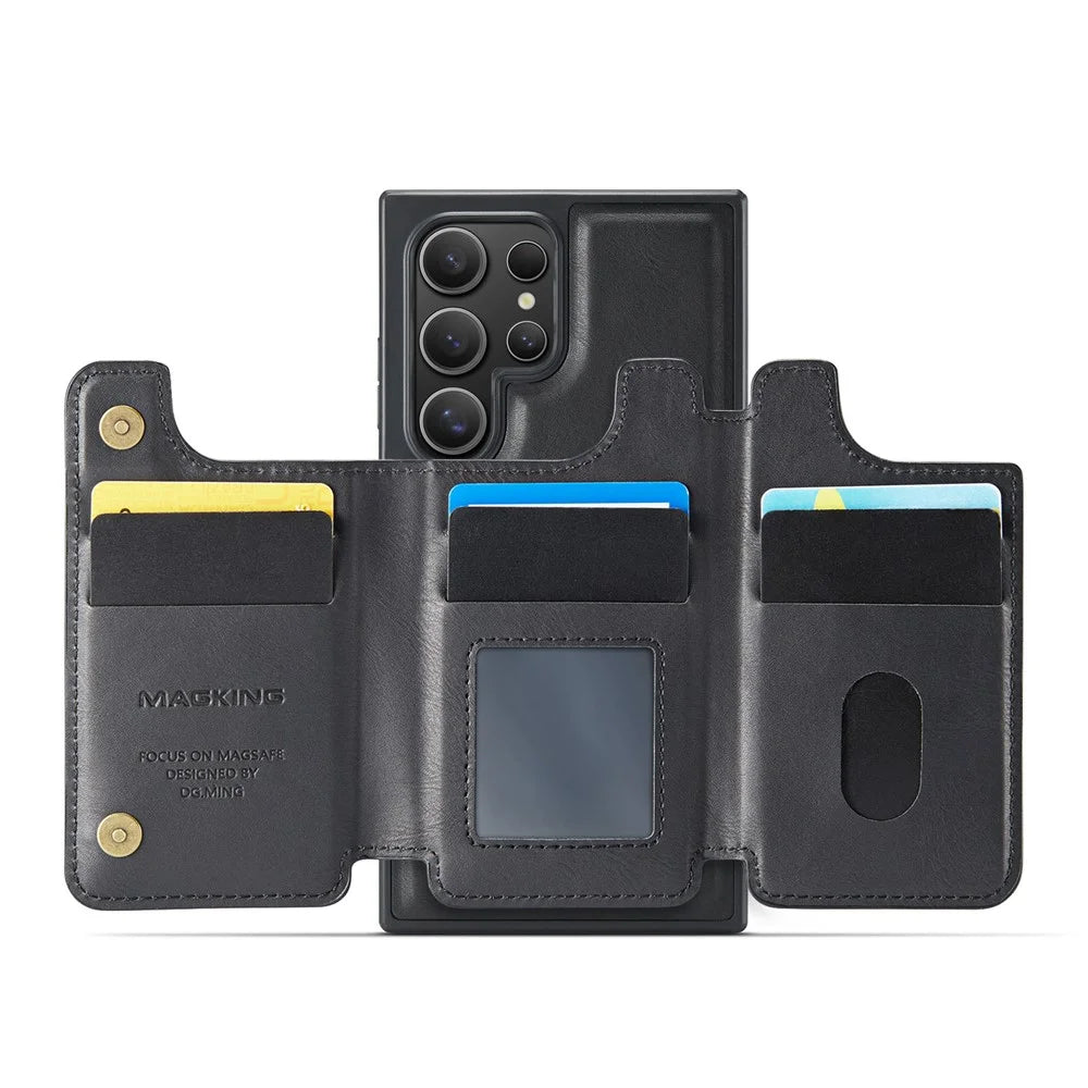 MAGKING K3 Series For Samsung Galaxy S24 Ultra Magnetic Case Wallet PC + TPU + PU Phone Cover - Black - 2