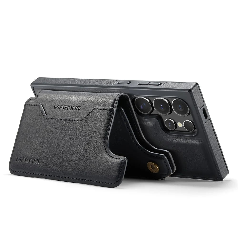 MAGKING K3 Series For Samsung Galaxy S24 Ultra Magnetic Case Wallet PC + TPU + PU Phone Cover - Black - 3