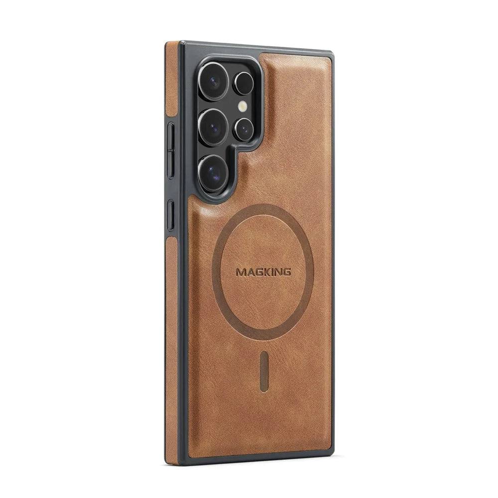 MAGKING K3 Series For Samsung Galaxy S23 Ultra Magnetic Case Wallet PC + TPU + PU Phone Cover - Brown - 4