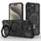 For iPhone 15 Pro Magnetic Case Rotating Metal Kickstand Shockproof PC + TPU Phone Back Cover - Black - 1