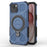 For iPhone 15 Magnetic Case Rotating Metal Kickstand Shockproof PC + TPU Phone Back Cover - Dark Blue - 2