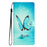 For iPhone Air Wallet Case PU Leather Pattern Printing Stand Phone Cover with Strap - Blue Butterfly - 7