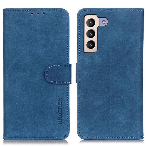 KHAZNEH For Samsung Galaxy S23+ Shockproof PU Leather Case Wallet Stand Retro Texture Phone Cover - Blue - 1