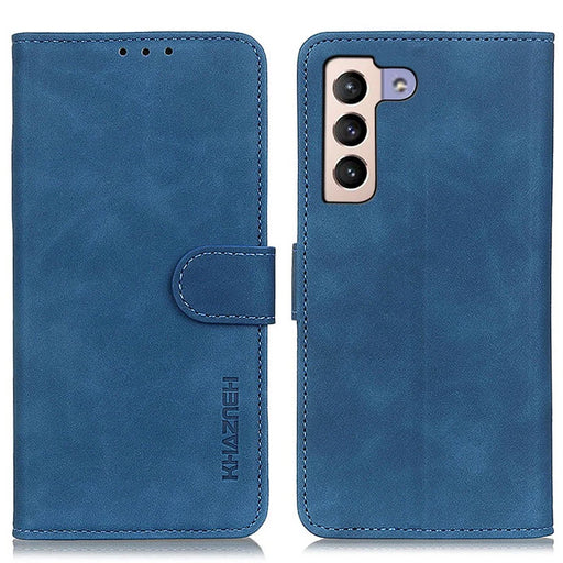 KHAZNEH For Samsung Galaxy S23+ Shockproof PU Leather Case Wallet Stand Retro Texture Phone Cover - Blue - 1
