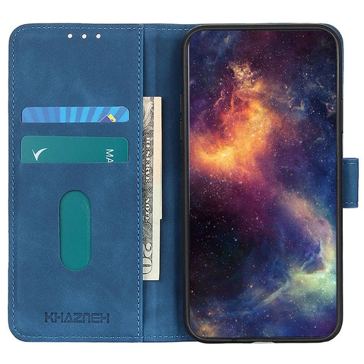 KHAZNEH For Samsung Galaxy S23+ Shockproof PU Leather Case Wallet Stand Retro Texture Phone Cover - Blue - 2