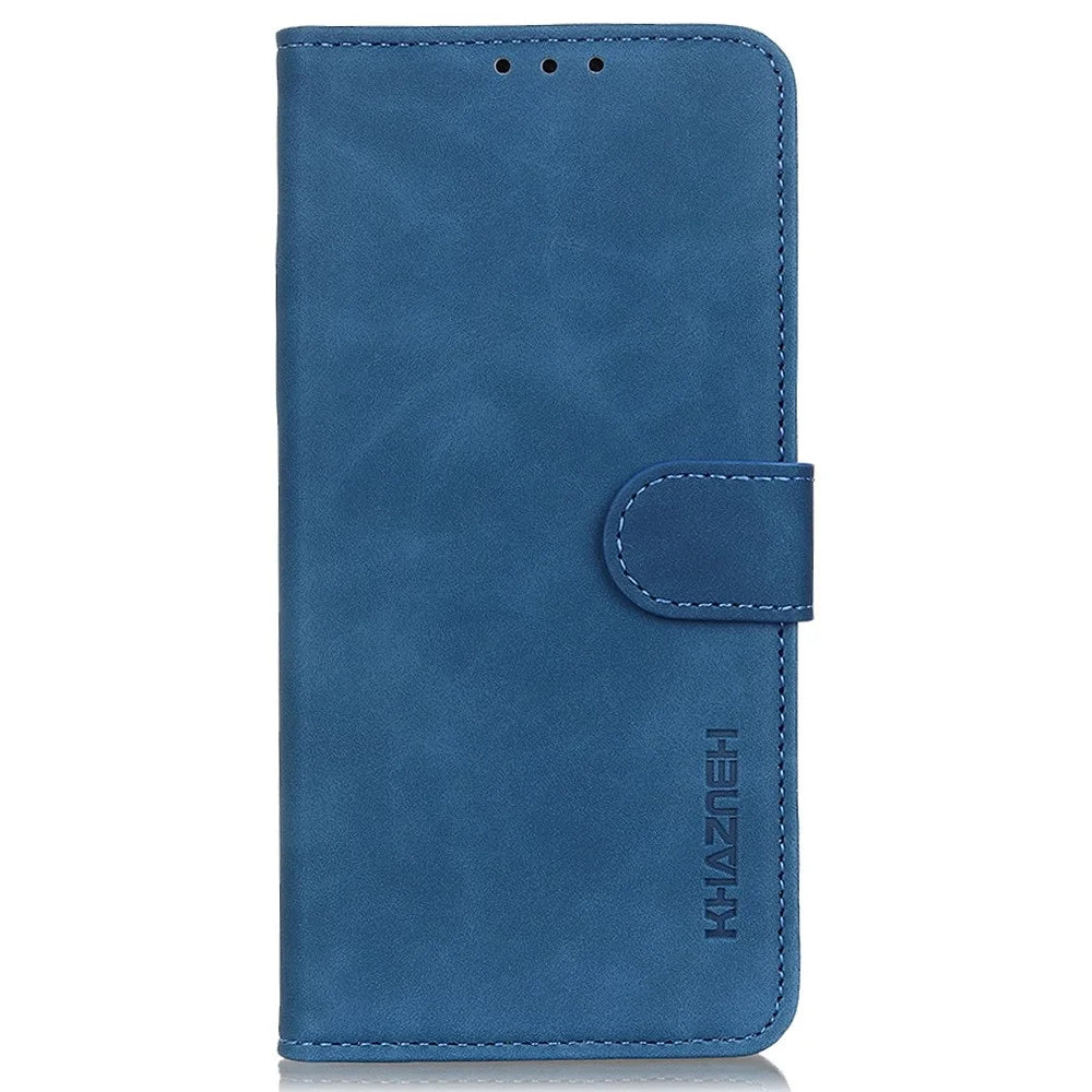 KHAZNEH For Samsung Galaxy S23+ Shockproof PU Leather Case Wallet Stand Retro Texture Phone Cover - Blue - 6