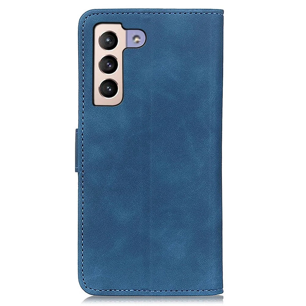 KHAZNEH For Samsung Galaxy S23+ Shockproof PU Leather Case Wallet Stand Retro Texture Phone Cover - Blue - 7