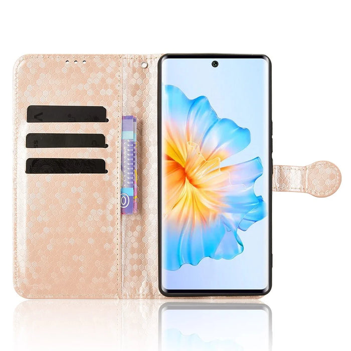 For FOSSiBOT S3 Pro 4G Wallet Case Dot Pattern Imprint PU Leather Phone Cover with Wrist Strap - Rose Gold - 2