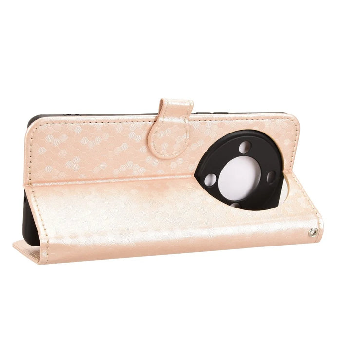 For FOSSiBOT S3 Pro 4G Wallet Case Dot Pattern Imprint PU Leather Phone Cover with Wrist Strap - Rose Gold - 3