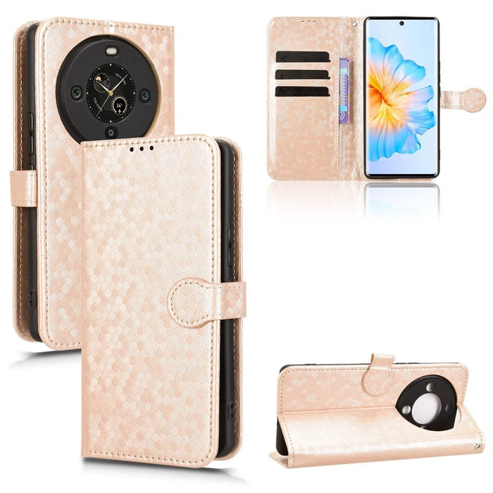 For FOSSiBOT S3 Pro 4G Wallet Case Dot Pattern Imprint PU Leather Phone Cover with Wrist Strap - Rose Gold - 6