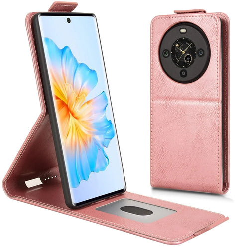 For FOSSiBOT S3 Pro 4G Stand Case Magnetic Clasp Vertical Flip Leather Phone Cover with Card Holder - Rose Gold - 1