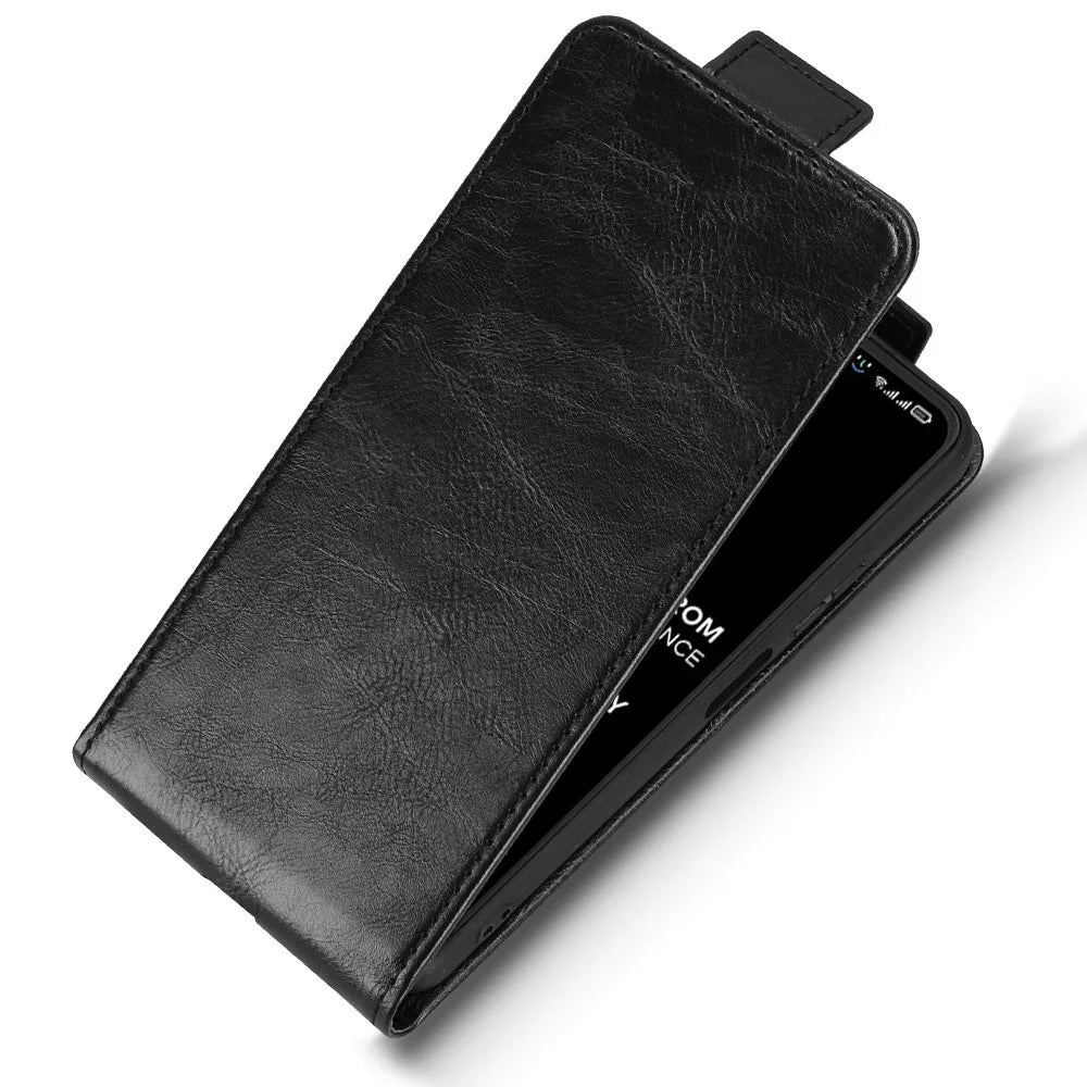 For itel Zeno 10 4G Stand Case Magnetic Clasp Vertical Flip Leather Phone Cover with Card Holder - Black - 4