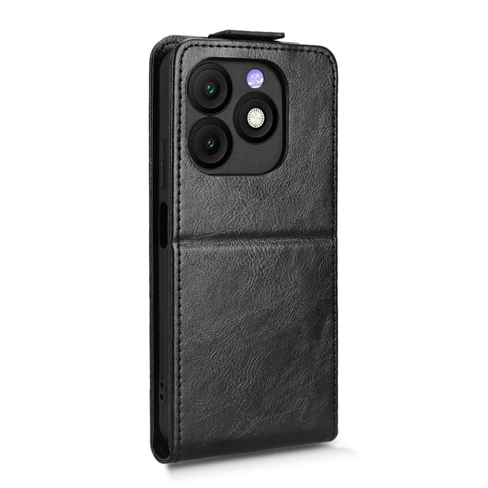 For itel Zeno 10 4G Stand Case Magnetic Clasp Vertical Flip Leather Phone Cover with Card Holder - Black - 7