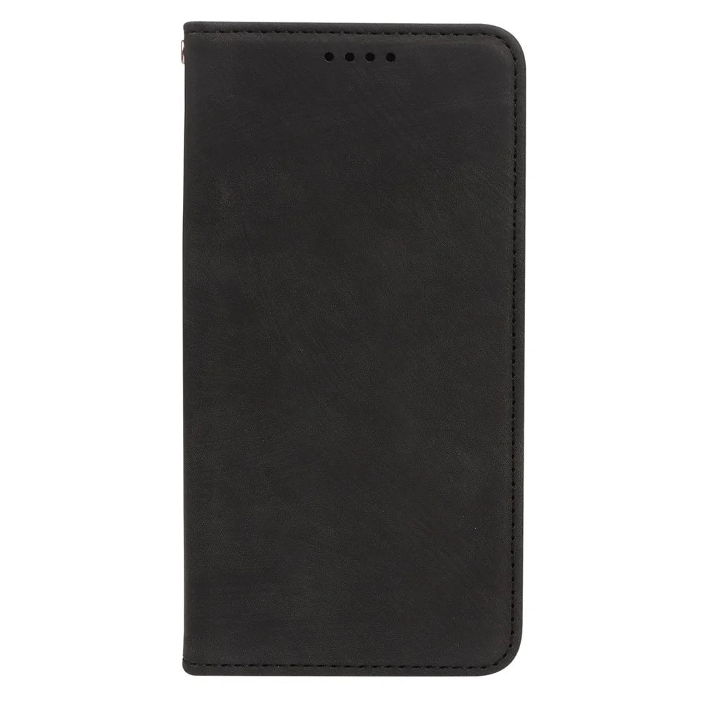 For Samsung Galaxy S24 Ultra Case Strong Magnetic Leather Wallet Phone Cover with Striped Texture - Black - 6