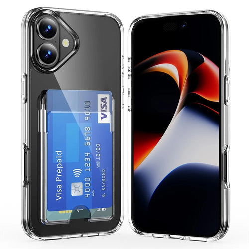 For iPhone 17 Clear Case TPU + PC + Acrylic Cell Phone Case with Card Holder - 1