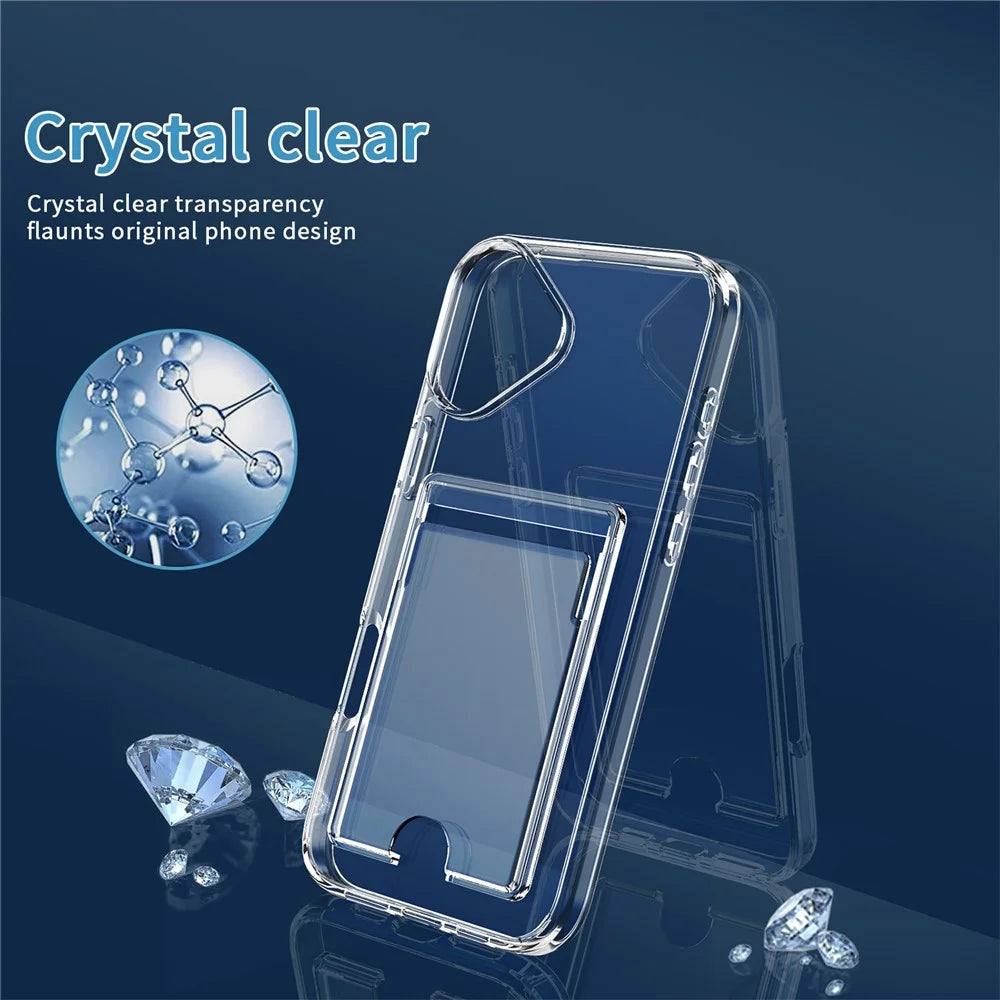 For iPhone 17 Clear Case TPU + PC + Acrylic Cell Phone Case with Card Holder - 4