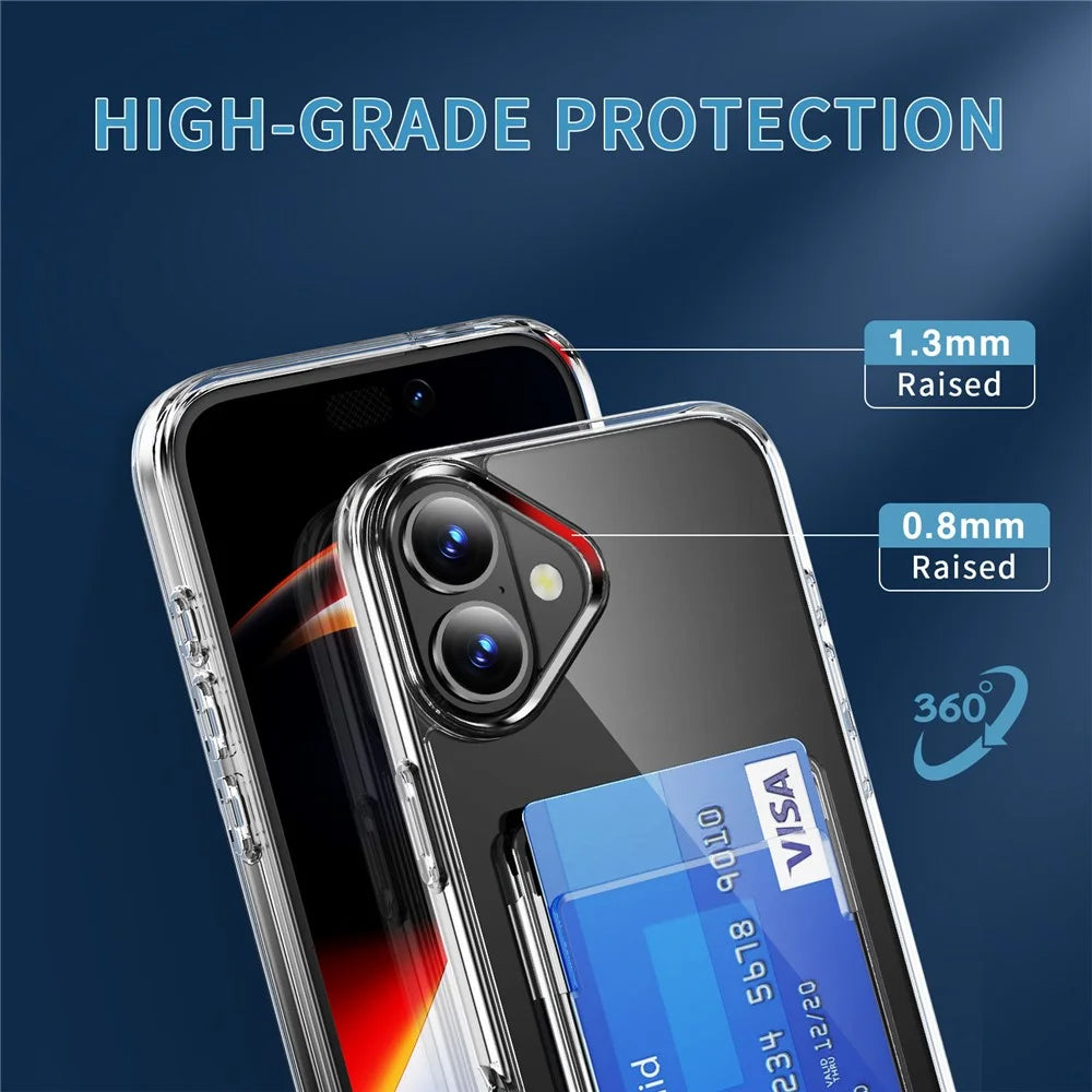 For iPhone 17 Clear Case TPU + PC + Acrylic Cell Phone Case with Card Holder - 5