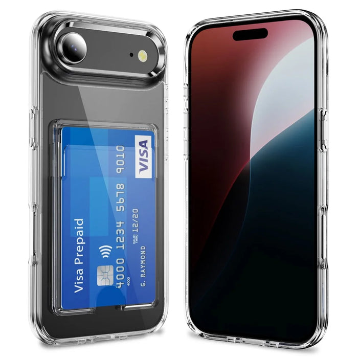 For iPhone Air Clear Case TPU + PC + Acrylic Cell Phone Case with Card Holder - 1