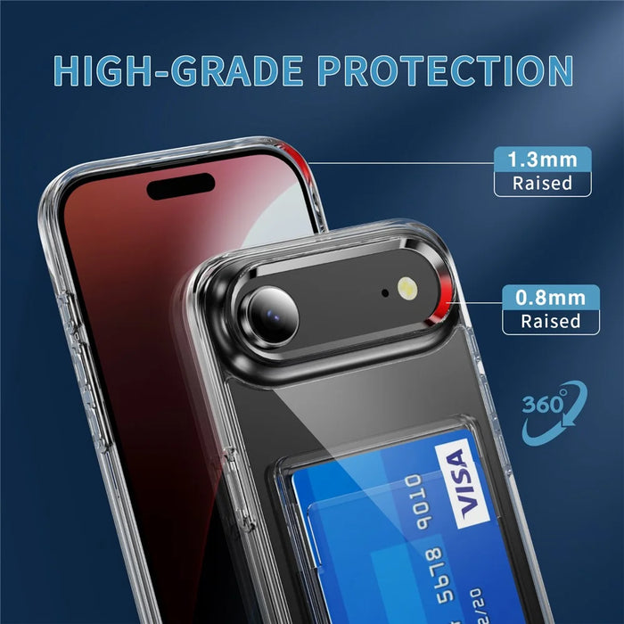 For iPhone Air Clear Case TPU + PC + Acrylic Cell Phone Case with Card Holder - 5