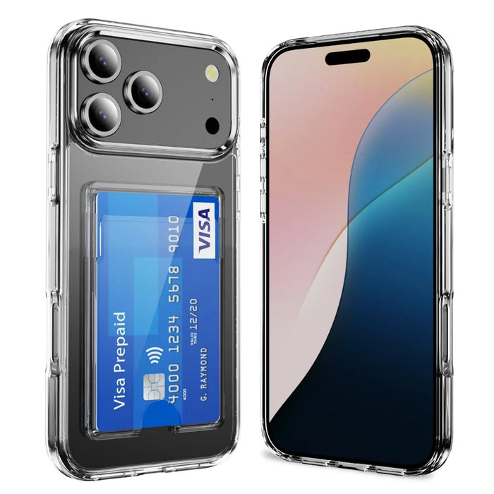 For iPhone 18 Pro / 17 Pro Clear Case TPU + PC + Acrylic Cell Phone Case with Card Holder - 1