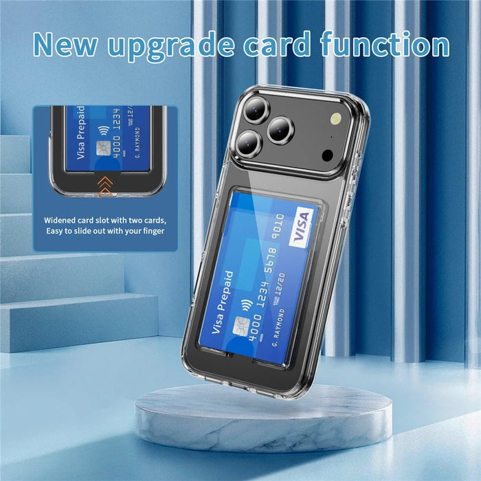 For iPhone 18 Pro / 17 Pro Clear Case TPU + PC + Acrylic Cell Phone Case with Card Holder - 3