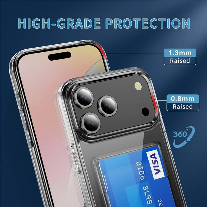 For iPhone 18 Pro / 17 Pro Clear Case TPU + PC + Acrylic Cell Phone Case with Card Holder - 5