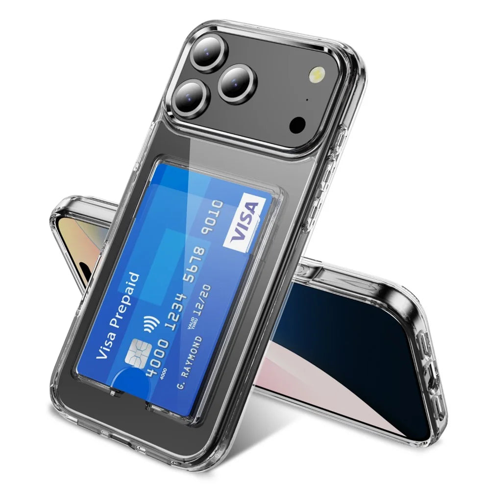 For iPhone 18 Pro Max / 17 Pro Max Clear Case TPU + PC + Acrylic Cell Phone Case with Card Holder - 2